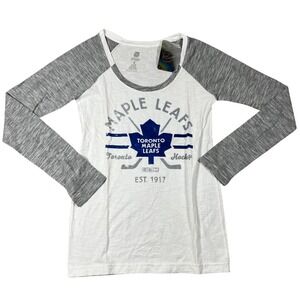 CCM NHL Toronto Maple Leafs Womens Small‎ Raglan Long Sleeve Graphic T-Shirt New